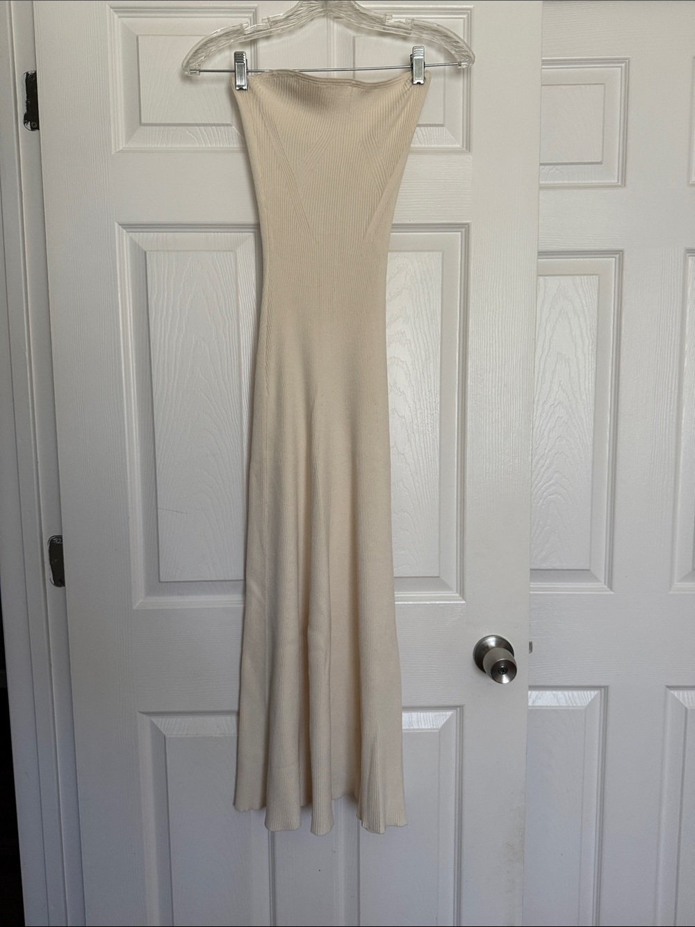 H&M Cream Strapless Midi Dress XS